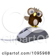Poster, Art Print Of 3d Brown Owl On A Computer Mouse