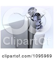 Poster, Art Print Of 3d Robot Balancing On The Edge Of A Cliff