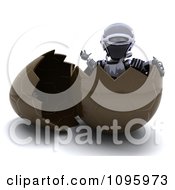 Poster, Art Print Of 3d Robot Sitting In A Split Hollow Chocolate Easter Egg