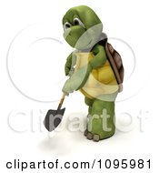 Poster, Art Print Of 3d Tortoise Digging With A Shovel
