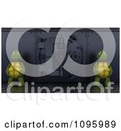 Clipart 3d Tortoises Guarding A Bank Vault Royalty Free CGI Illustration