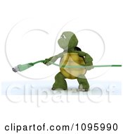 Poster, Art Print Of 3d Tortoises Holding A Green Ethernet Cable