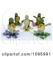 Poster, Art Print Of 3d Tortoises On Metallic Puzzle Pieces