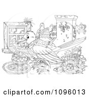 Poster, Art Print Of Outlined House Keeping Bird With A Messy Interior