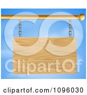 Poster, Art Print Of 3d Blank Wooden Sign Suspended From A Rod Against A Sky