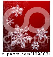 Poster, Art Print Of Crystalized Snowflakes On A Red Background