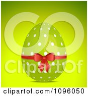 Clipart 3d Green Polka Dot Easter Egg With A Red Bow Royalty Free Vector Illustration