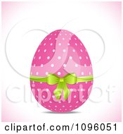 Poster, Art Print Of 3d Pink Polka Dot Easter Egg With A Green Bow