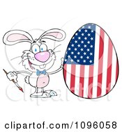 Clipart Happy Bunny Painting An Easter Egg Like An American Flag Royalty Free Vector Illustration