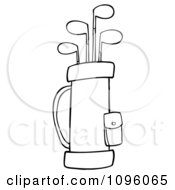 Clipart Outlined Golf Bag Full Of Clubs Royalty Free Vector Illustration
