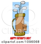 Poster, Art Print Of Happy Fathers Day Greeting And Golf Bag Full Of Clubs