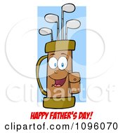 Poster, Art Print Of Happy Fathers Day Gretting Under A Smiling Golf Bag Full Of Clubs