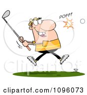 Poster, Art Print Of Caucasian Man Hitting A Golf Ball
