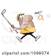Clipart Black Man Swinging At A Golf Ball Royalty Free Vector Illustration