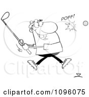 Poster, Art Print Of Outlined Man Hitting A Golf Ball