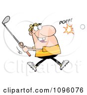 Poster, Art Print Of Caucasian Man Swinging At A Golf Ball