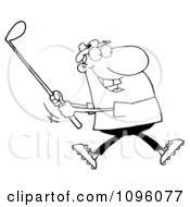 Poster, Art Print Of Outlined Man Swinging At A Golf Ball