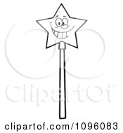 Clipart Outlined Happy Star Magic Wand Character Royalty Free Vector Illustration by Hit Toon