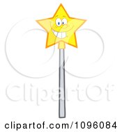 Clipart Happy Star Magic Wand Character Royalty Free Vector Illustration by Hit Toon
