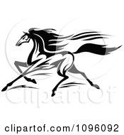 Poster, Art Print Of Black And White Racing Horse Running