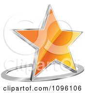 Clipart 3d Shiny Orange Star And Chrome Ring Royalty Free Vector Illustration