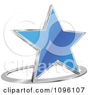 Poster, Art Print Of 3d Shiny Blue Star And Chrome Ring