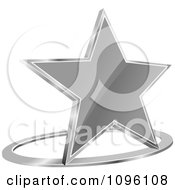 Clipart 3d Shiny Silver Star And Chrome Ring Royalty Free Vector Illustration