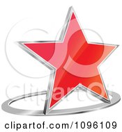 Poster, Art Print Of 3d Shiny Red Star And Chrome Ring