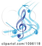 Poster, Art Print Of Blue Music Notes And Clef