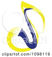 Blue Saxophone And Yellow Music Note