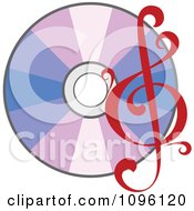 Poster, Art Print Of Red Music Note Clef And Cd