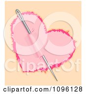 Poster, Art Print Of Sewing Needle Through A Pink Heart On Tan