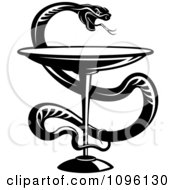 Black And White Medical Caduceus With A Snake And Chalice