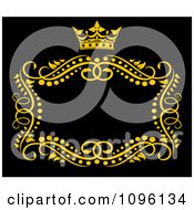 Poster, Art Print Of Gold Ornate Swirl Frame With A Crown And Copyspace On Black 2