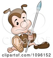 Clipart Ant Guard Sitting With A Spear Royalty Free Vector Illustration