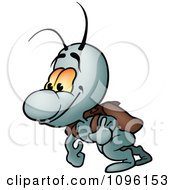 Clipart Smiling Insect Walking With A Bug Out Bag Royalty Free Vector Illustration