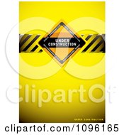 Poster, Art Print Of Yellow Under Construction Background With A Sign And Hazard Stripes