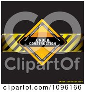 Poster, Art Print Of Black Under Construction Background With A Sign And Hazard Stripes