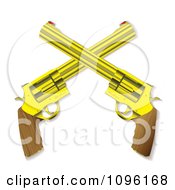 Poster, Art Print Of 3d Wooden And Gold Crossed Hand Guns