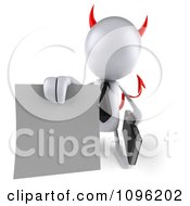 Clipart 3d White Bob Devil Businessman Holding A Contract Out Royalty Free CGI Illustration