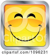Poster, Art Print Of Happy Yellow And Chrome Square Cartoon Smiley Emoticon Face 2