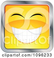 Poster, Art Print Of Happy Yellow And Chrome Square Cartoon Smiley Emoticon Face 4