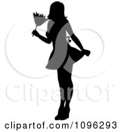 Clipart Sexy Black Silhouetted Fench Maid House Keeper Or Housewife Cleaning With A Duster 3 Royalty Free Vector Illustration