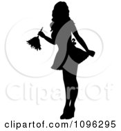 Clipart Sexy Black Silhouetted Fench Maid House Keeper Or Housewife Cleaning With A Duster 1 Royalty Free Vector Illustration by Pams Clipart #COLLC1096295-0007