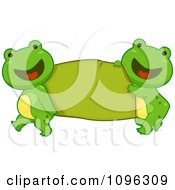 Happy Frogs Carrying A Green Banner
