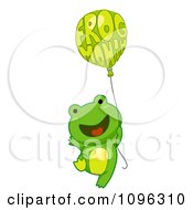 Poster, Art Print Of Happy Frog Floating With A Frog Month Balloon