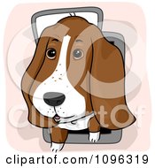Clipart Cute Basset Hound Using A Pet Door Royalty Free Vector Illustration