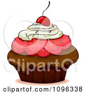 Poster, Art Print Of Triple Frosted Cherry Topped Cupcake