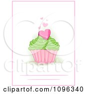 Party Invite With A Heart Cupcake With A Pink Border