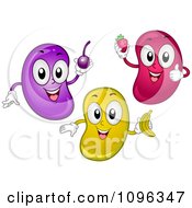 Poster, Art Print Of Grape Strawberry And Banana Flavored Jelly Beans Holding Fruits